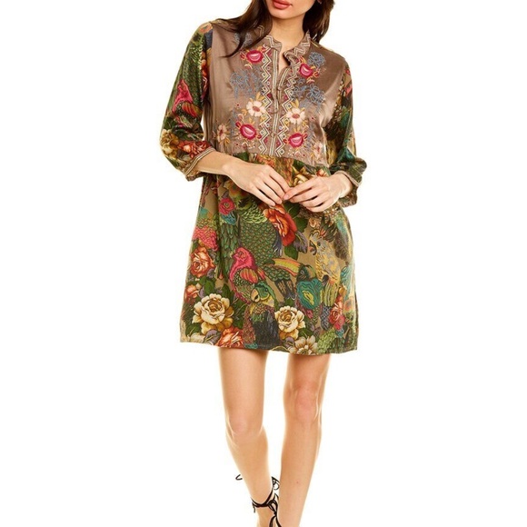 Johnny Was Parrot Gweneth Tunic Silk-Blend Dress Women's